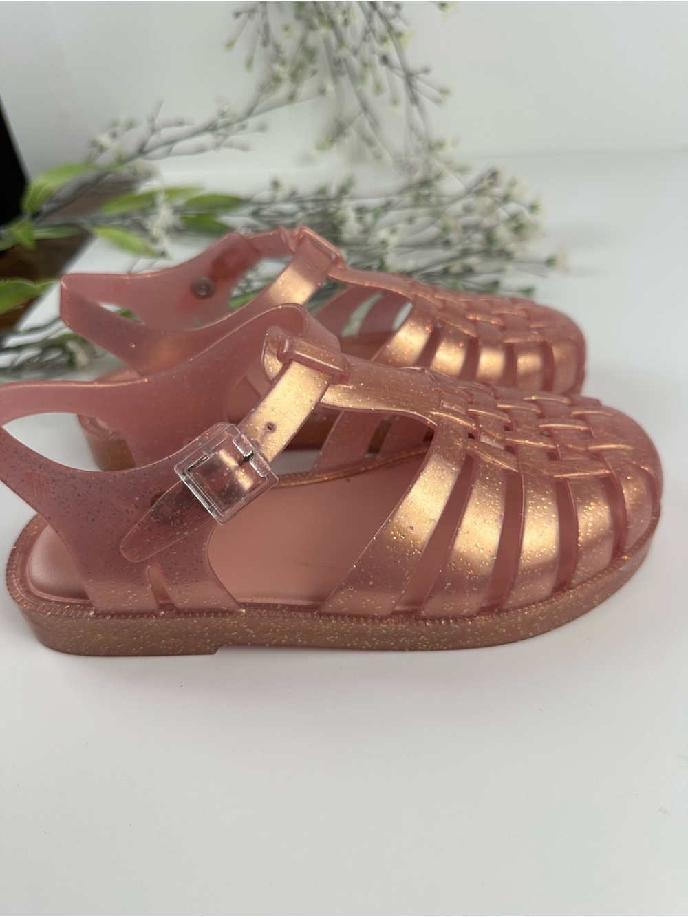 Mini Melissa Pink Glitter Jelly Sandals Toddler Size 13 - Picture 6 of 13